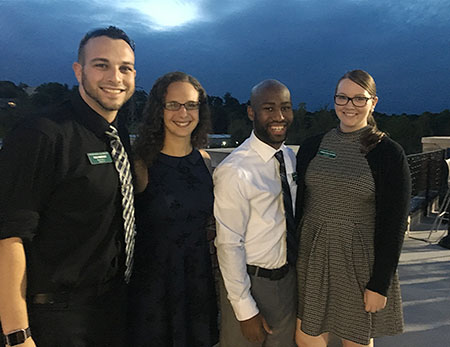 Stevenson University's resident directors include (l-r) Jason Summers, Sarah Mansfield, Emily Scharen, Bonnie McGahee, and Evan Huckfeldt Photo courtesy of Jason Summers)