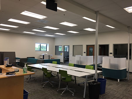 The Learning Commons offers services that are most used by the students, including study spaces, computers, study rooms and even a presentation room where students can practice speeches.  (Photo by )
