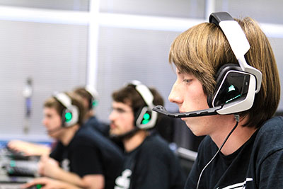 Members of the newly formed e-sports team focus on their screens (Photo courtesy of Stevenson University Flickr). 