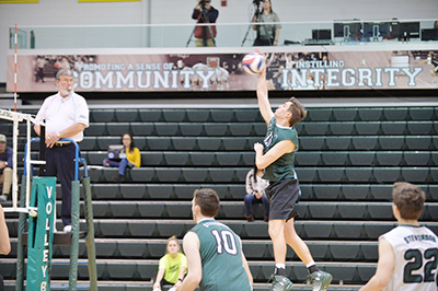Stevenson mens volleyball take a 3-0 victory over Alvernia on Wednesday night at Owings Mills gymnasium with set scores of (25-19), (25-12) and (25-13).