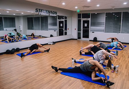 Students engage in the new fitness facility provided in Wooded Way. (Photo by Olivia Hare)