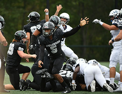 Stevenson football bounced back after last weeks loss with a 7-36 win over Lebanon Valley on Saturday afternoon at Mustang Stadium in Owings Mills.