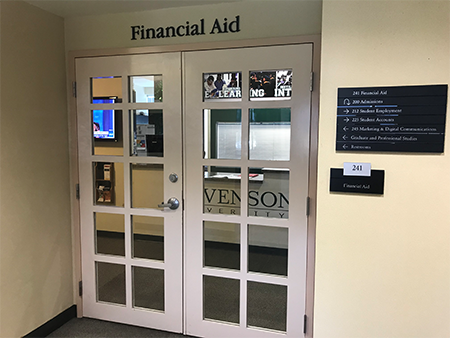 Financial Aid Office located on the second floor of Garrison Hall South on the Owings Mills Campus.