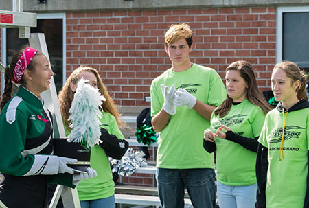 Karleigh Baldwin gave some advice to the high school drum majors at the 2017 Stevenson University Band Day Experience.