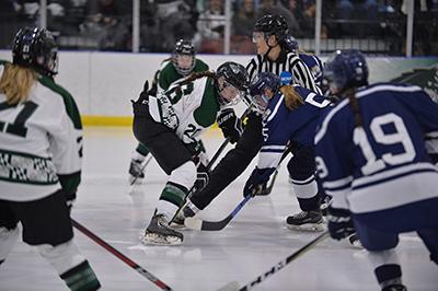 SU women's ice hockey nets 10-1 victory over Lebanon Valley in "white out cancer" game Friday night at Reisterstown Sportsplex.