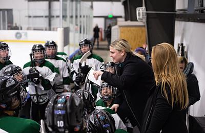 Stevenson's women's ice hockey grabbed their first win on the season with a 2-0 win over New England College Saturday afternoon at Reisterstown Sportsplex.