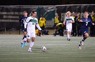 Stevenson's men's soccer advances to the semifinal round in MAC conference play as they shut out Lebanon Valley 3-0 on Monday night at Mustang Stadium in Owings Mills.