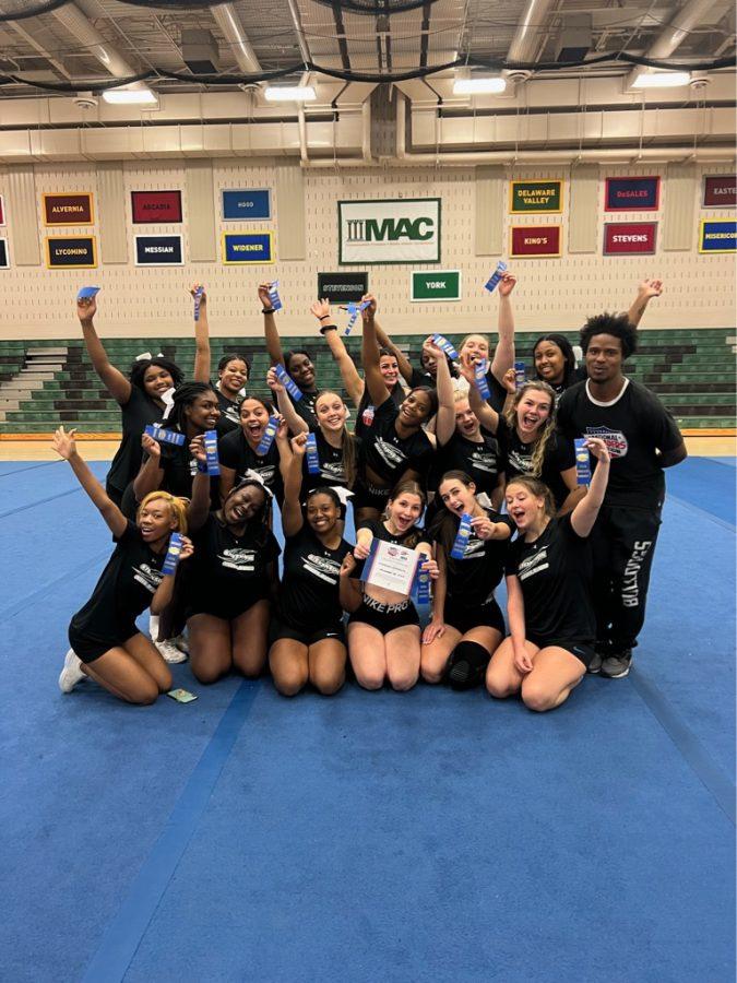 Stevenson cheerleaders celebrate their invitation to the national competition.