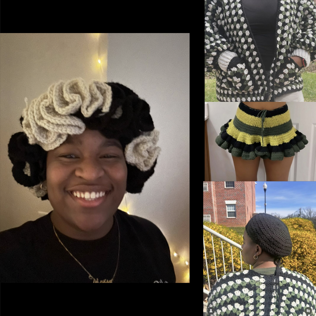 First-year student De'Asia Housey runs her own business selling her crochet creations