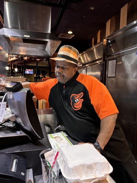 Lyndon Holmes can often be seen by students working as evening supervisor at Pandinis, from 6:00 to 11:00 p.m.