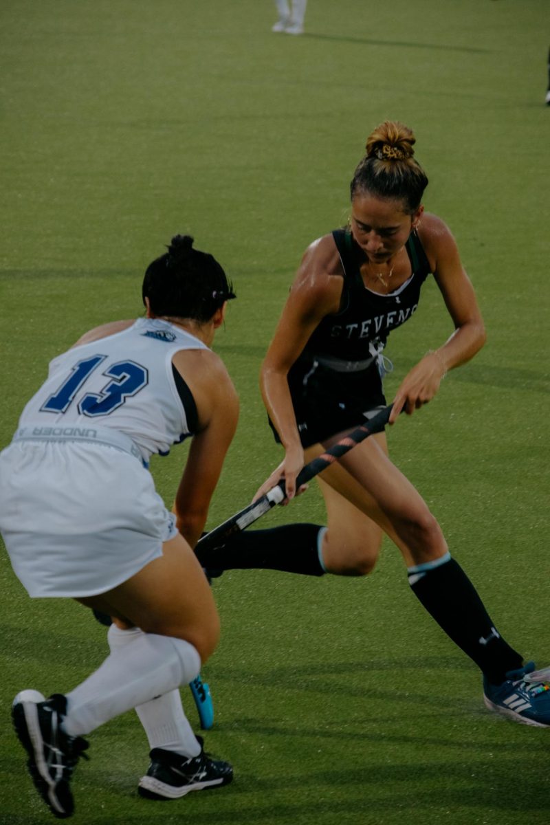 Second-year Abry Klinger handles the ball during Stevenson's 10-1 victory against Eastern Mennonite at Owings Mills East.