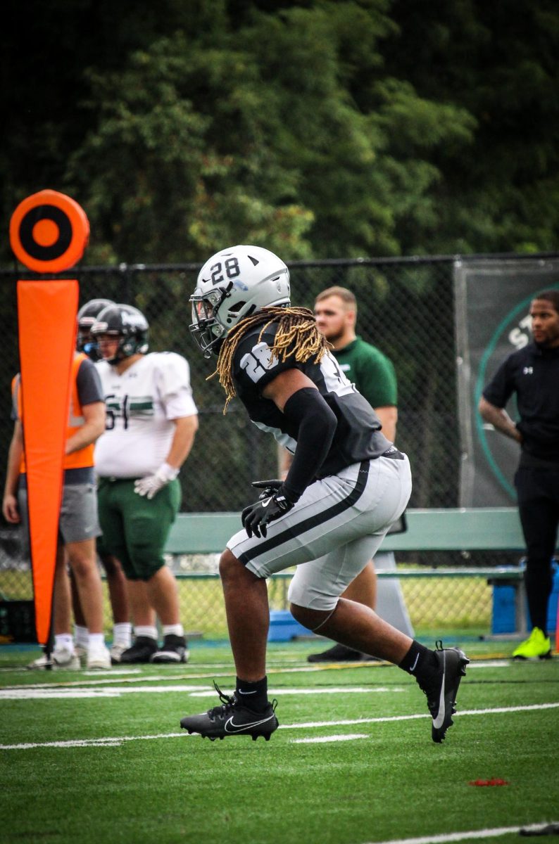 Second year DB Mekhi Harvey lines up for an SU defensive drive