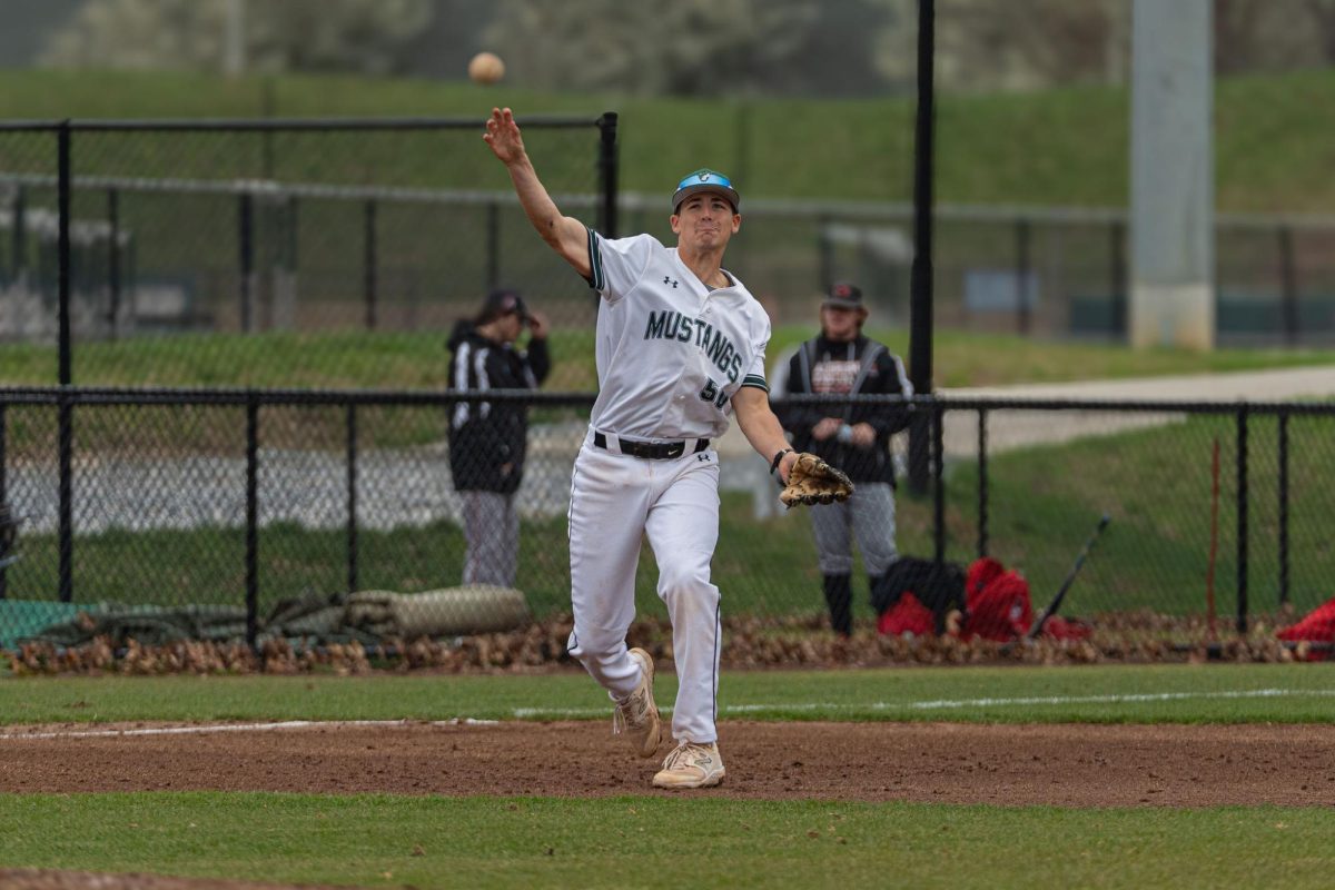 Brandon Perillo (No. 50) makes a play from third base. Perillo recorded his 100th career hit in game one of the series against York