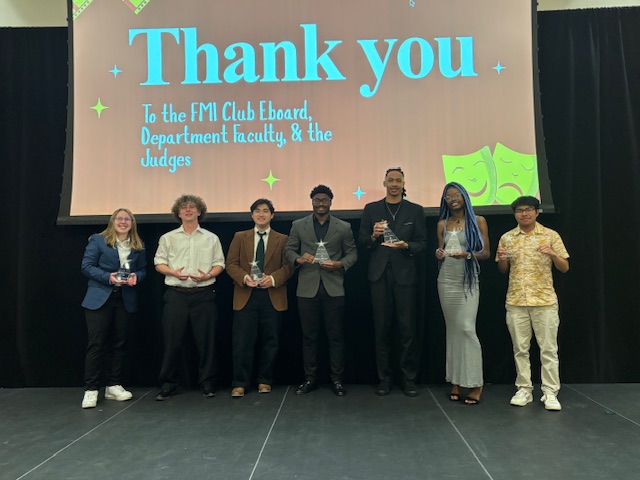 Photo of winners (from left to right) Riley Frutiger, Ian Bair, Kai Cady, Andrew Parker, Austin Smith, Emani Malone and Lorenzo Richards. 