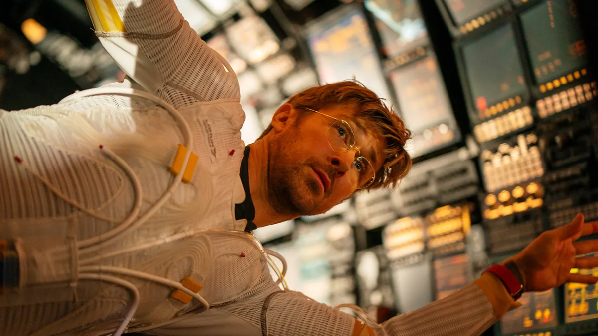Ryan Gosling in "Project Hail Mary." He plays science teacher Ryland Grace, who wakes up on a spaceship with no recollection of who he is or how he got there. 